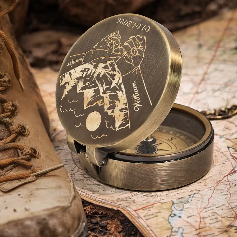 Gift For Couples,Gift For Husband,Gift For Boyfriend,Gift For Wife,Gift For Girlfriend,Love - Wherever Your Adventures Take You - Personalized Engraved Brass Compass