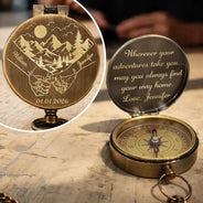 Gift For Couples,Gift For Husband,Gift For Boyfriend,Gift For Wife,Gift For Girlfriend,Love - Wherever Your Adventures Take You - Personalized Engraved Brass Compass