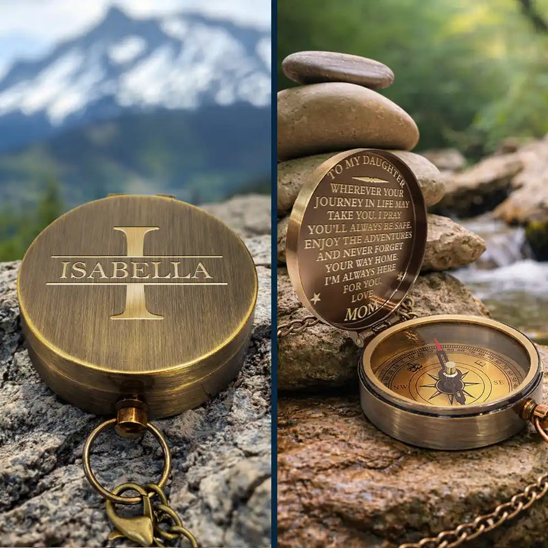 Gift For Women, Gift For Men, Happy, Gift For Yourself - Wherever Your Journey In Life - Personalized Engraved Brass Compass