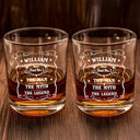 Gift For Father, Dad's Hobby, Happy - Whiskey Vintage Label The Man The Legend - Personalized Whiskey Glass