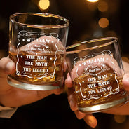 Gift For Father, Dad's Hobby, Happy - Whiskey Vintage Label The Man The Legend - Personalized Whiskey Glass