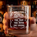 Gift For Father, Dad's Hobby, Happy - Whiskey Vintage Label The Man The Legend - Personalized Whiskey Glass