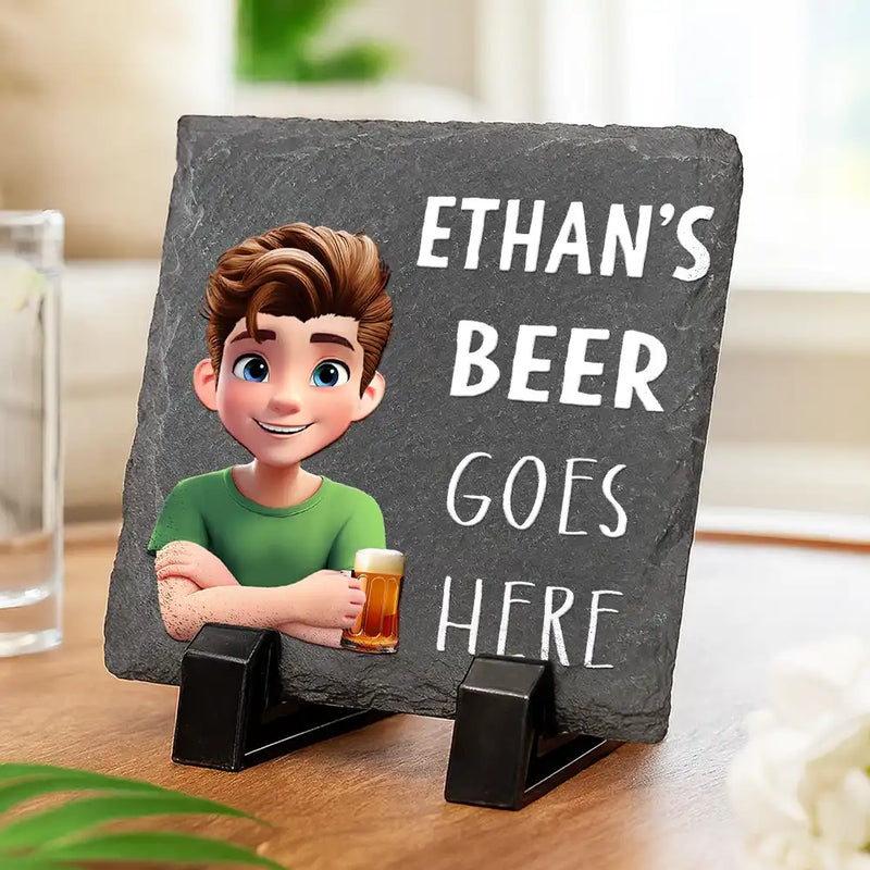 Gift For Sisters,Gift For Sibling,Gift For Brothers,Family,Gift For Bestie,Gifts For Colleagues,Cousin,Gift For Yourself,Gift For Men,Gift For Women,Funny - Wine Wisky Beer Goes Here - Personalized Slate Coaster