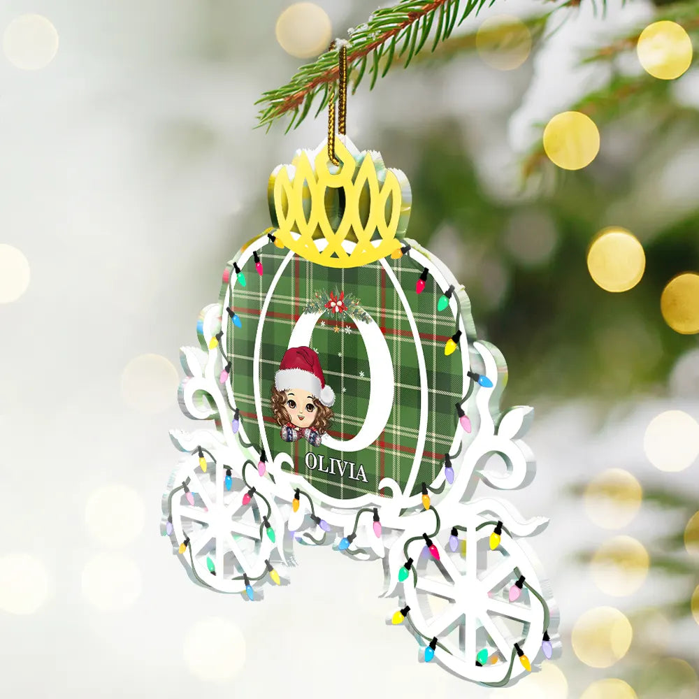 Happy,Christmas,Gift For Kids - Winter Prince & Princess Carriage - Personalized Custom Shaped Acrylic Ornament