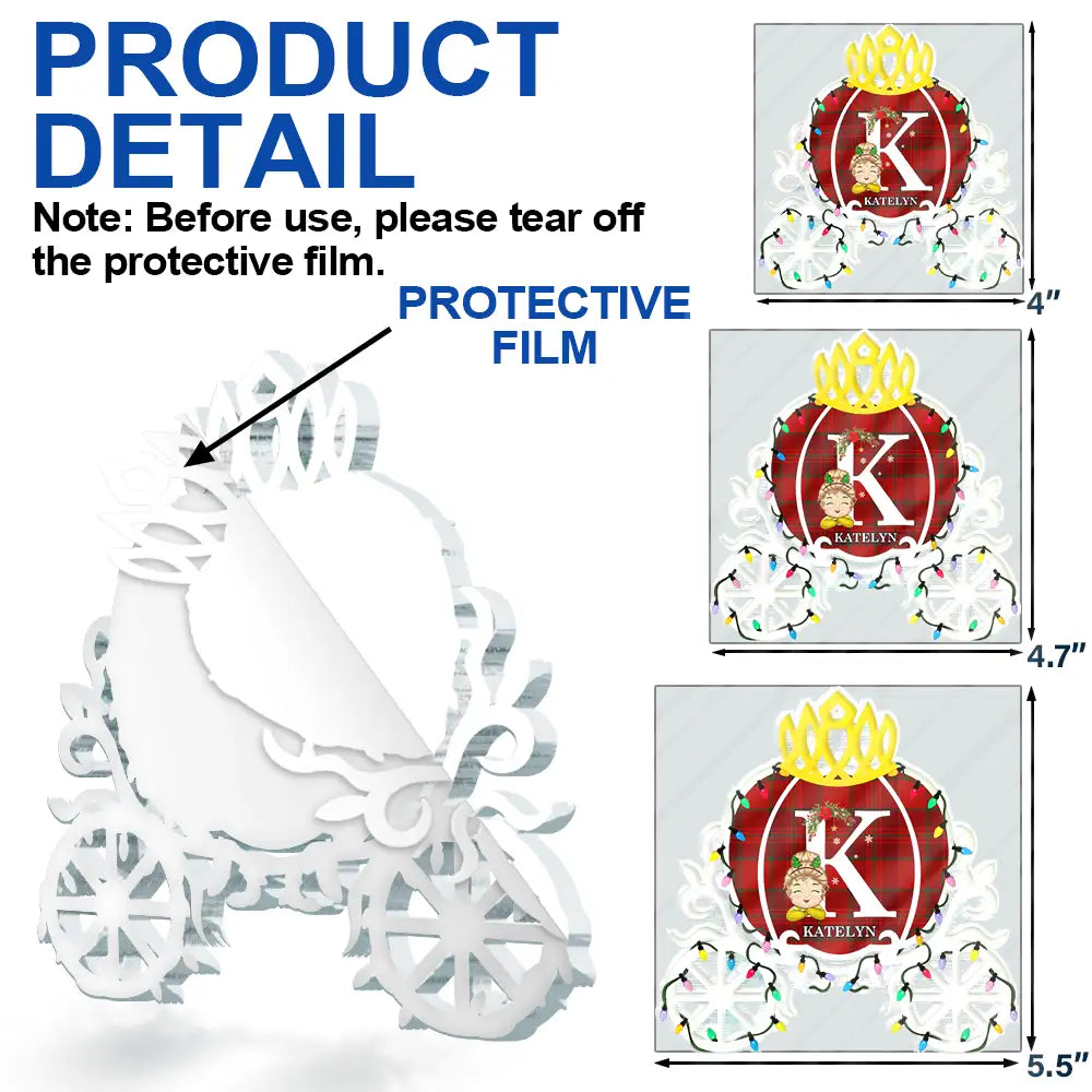 Happy,Christmas,Gift For Kids - Winter Prince & Princess Carriage - Personalized Custom Shaped Acrylic Ornament