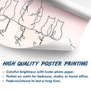 Cat Lovers, Cat Mom, Cat Dad, Pet Lovers, Pet Mom, Pet Dad, Happy - Woman Man Sitting With Cats Line Art - Personalized Poster