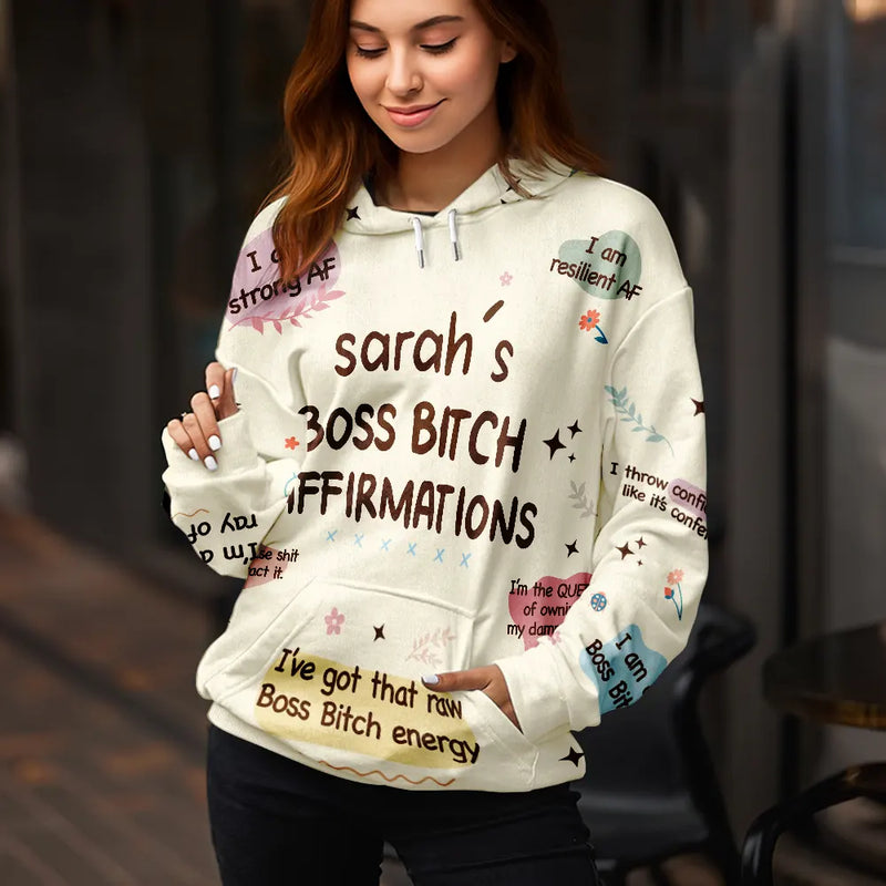 Gift For Yourself,Gift For Women,Gift For Bestie,Funny - Women Everyday Affirmation Girl Power Self Claim - Personalized Pullover Hoodie