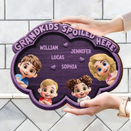 Gift For Grandma,Gift For Grandpa,Grandpa - Grandkids,Grandma - Grandkids,Gift For Women,Gift For Men,Happy - Wood Carved Effect Grandkids Spoiled Here - Personalized Custom Shaped Wood Sign