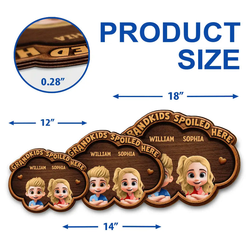 Gift For Grandma,Gift For Grandpa,Grandpa - Grandkids,Grandma - Grandkids,Gift For Women,Gift For Men,Happy - Wood Carved Effect Grandkids Spoiled Here - Personalized Custom Shaped Wood Sign