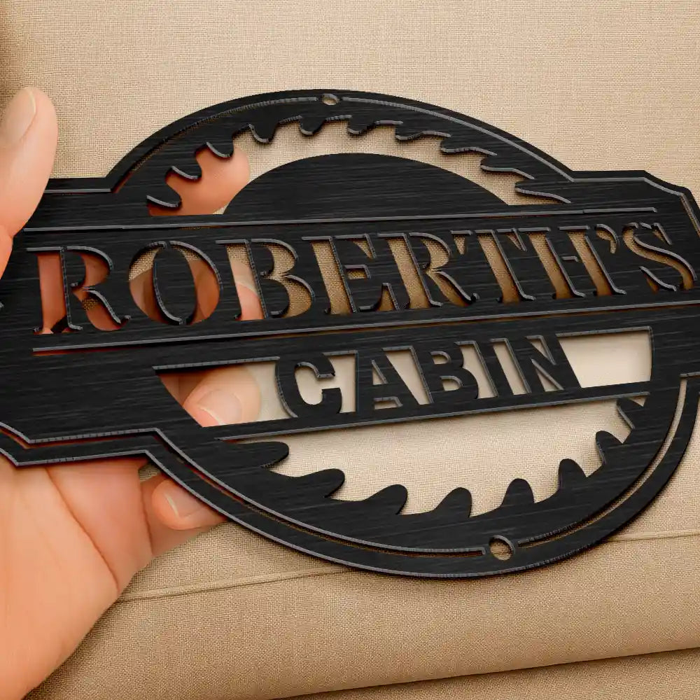 Gift For Men, Gift For Father, Happy, Gift For Grandpa, Dad's Hobby - Woodshop Sign Workshop Cabin Garage - Personalized Cutout Metal Sign