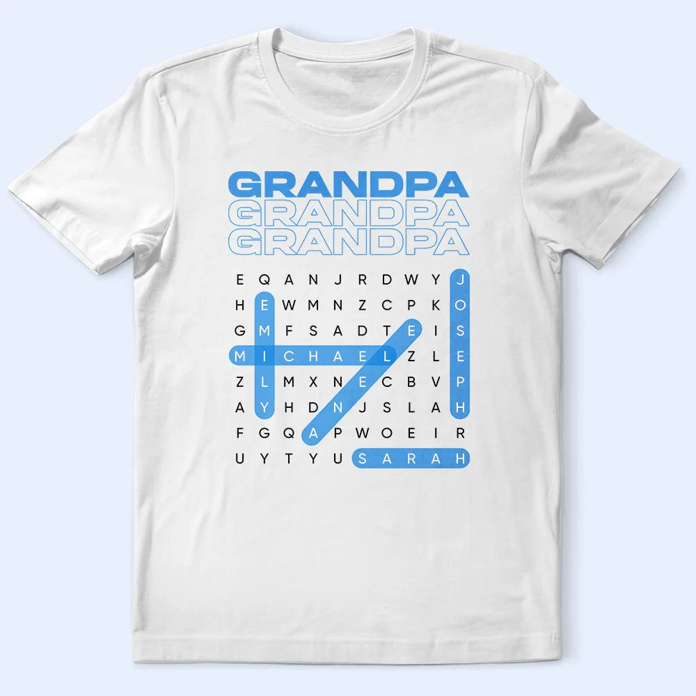 Gift For Father,Gift For Grandpa,Gift For Men,Happy - Word Search Puzzle Daddy Grandpa - Personalized T Shirt