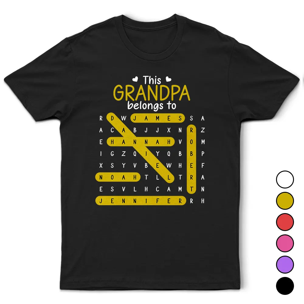 Gift For Grandpa,Gift For Grandma,Gift For Women,Gift For Men,Gift For Mother,Gift For Father - Word Search Puzzle This Grandpa Grandma Belongs To Kids - Personalized T Shirt