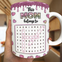 Gift For Mother,Gift For Grandma,Happy - Word Search Puzzle This Mom Grandma Belongs To - Personalized White Edge-to-Edge Mug
