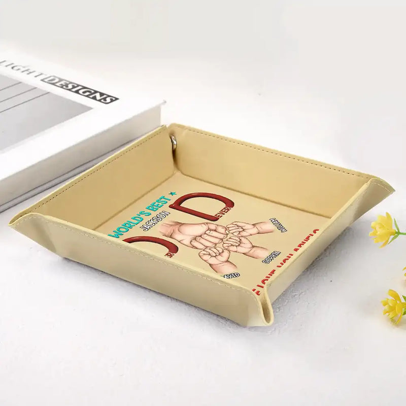 Gift For Father,Gift For Men,Gift For Husband,Happy,Gift For Yourself - World's Best Dad - Personalized Leather Valet Tray