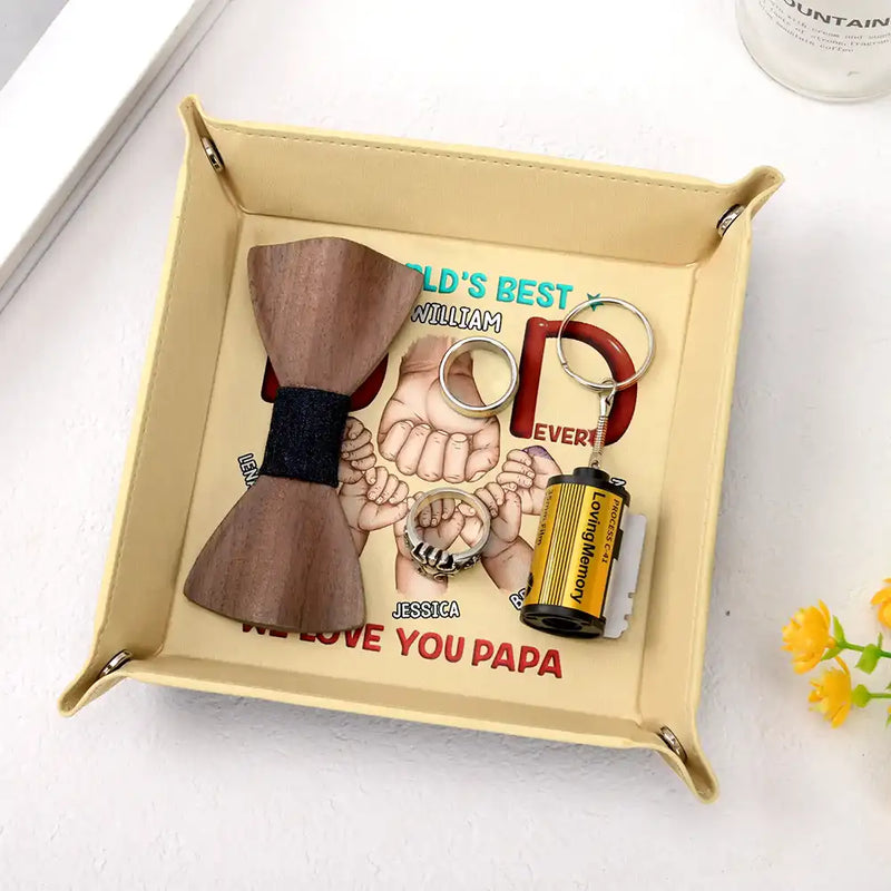 Gift For Father,Gift For Men,Gift For Husband,Happy,Gift For Yourself - World's Best Dad - Personalized Leather Valet Tray