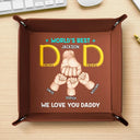 Gift For Father,Gift For Men,Gift For Husband,Happy,Gift For Yourself - World's Best Dad - Personalized Leather Valet Tray