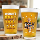 Dog Lovers,Dog Dad,Happy,Pet Lovers,Pet Dad - World's Best Dog Dad - Personalized Beer Glass