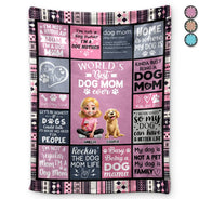 Dog Lovers, Dog Mom, Gift For Women, Gift For Yourself, Happy - World's Best Dog Mom Ever 3D Effect - Personalized Fleece Blanket, Sherpa Blanket