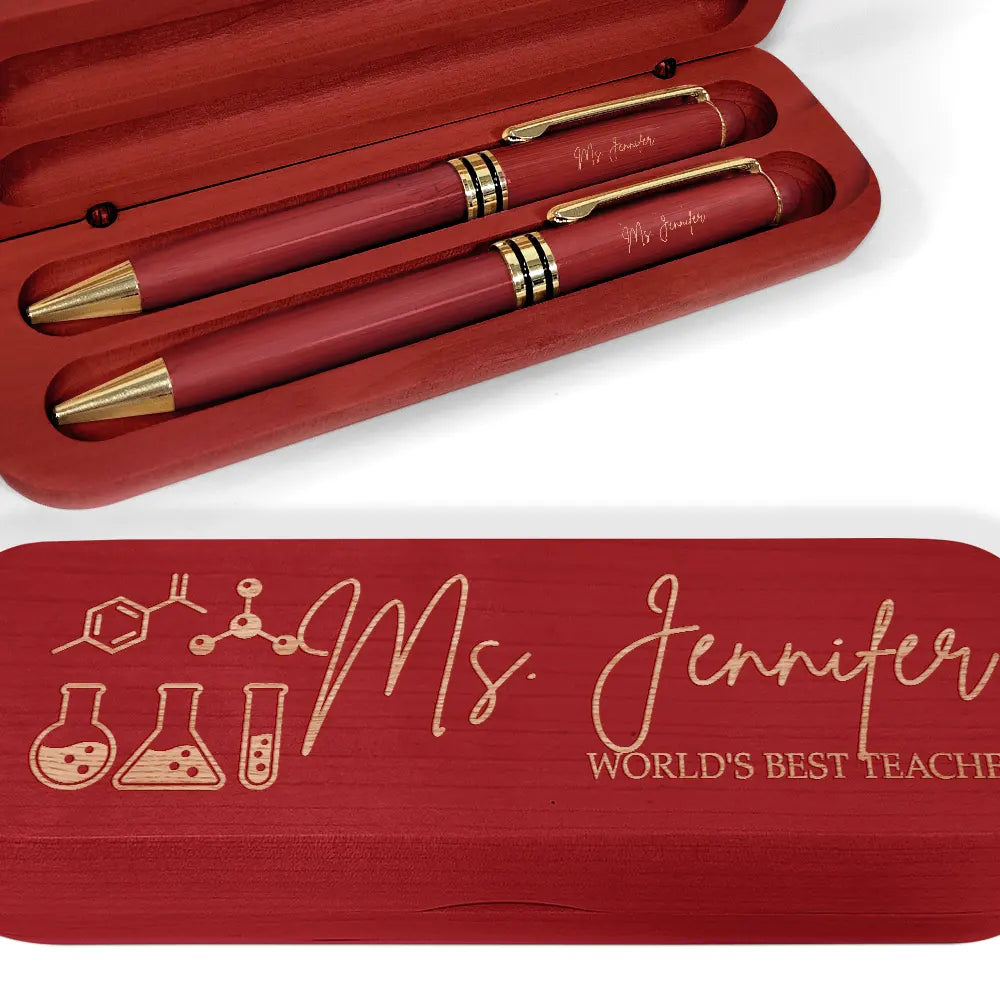 Teacher,Happy - World's Best Teacher - Personalized Wooden Pen Set