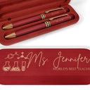 Teacher,Happy - World's Best Teacher - Personalized Wooden Pen Set