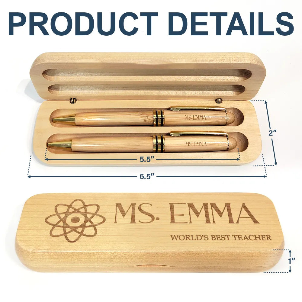 Teacher,Happy - World's Best Teacher - Personalized Wooden Pen Set