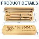 Teacher,Happy - World's Best Teacher - Personalized Wooden Pen Set