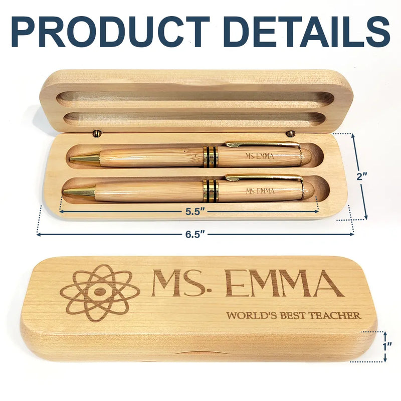 Teacher,Happy - World's Best Teacher - Personalized Wooden Pen Set