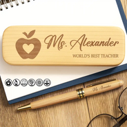 Teacher,Happy - World's Best Teacher - Personalized Wooden Pen Set