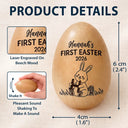 Easter,Gift For Yourself,Gift For Kids,Happy - First Easter With Alphabet - Personalised Musical Wooden Easter Egg Shaker
