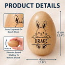 Gift For Kids, Gift For Grandkids, Non-Eng - Adorable Bunny With Name - Personalised Musical Wooden Easter Egg Shaker