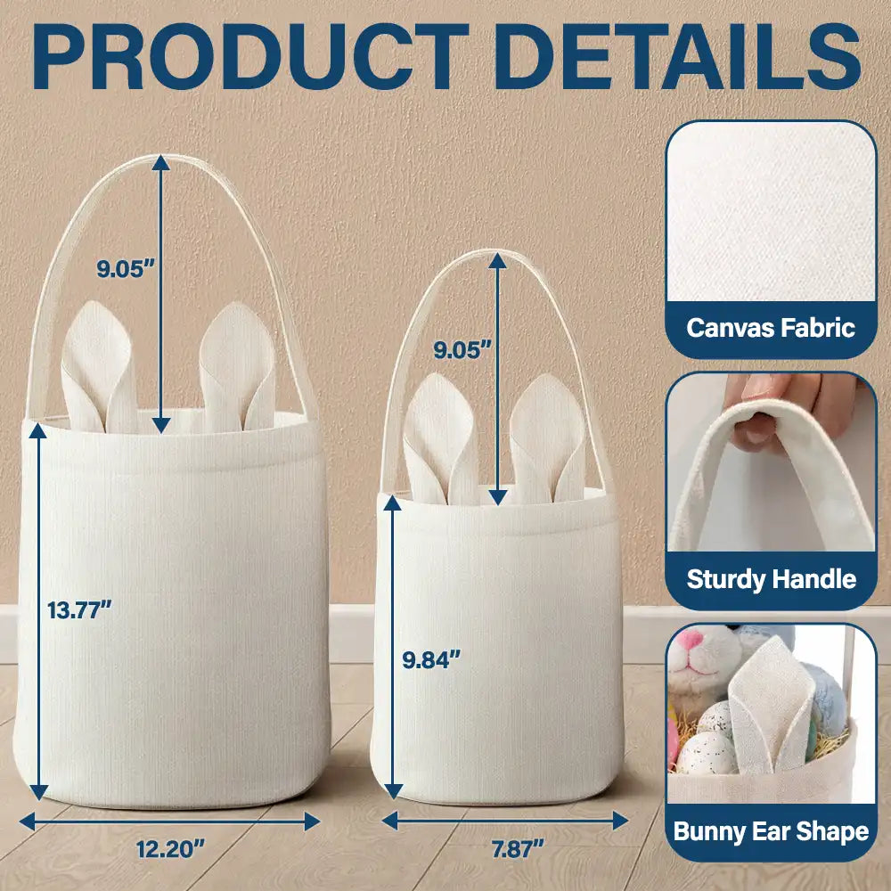 Easter, Happy, Gift For Kids, Parents - Ballerina Girl Alphabet - Personalized Bunny Ears Bucket Bag