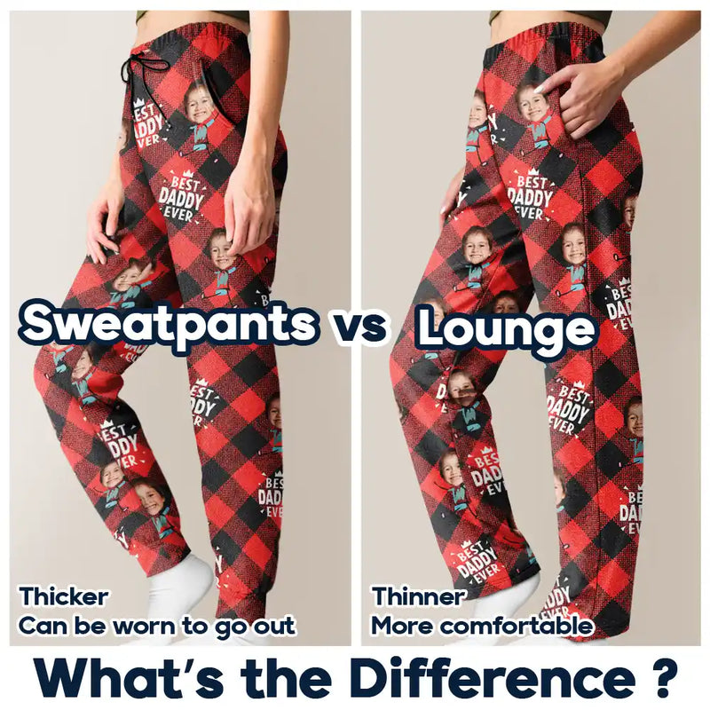 Gift For Grandpa,Gift For Father,Happy,Custom Photo - Custom Photo Best Grandpa Ever Plaid Checkered Pattern - Personalized Pajama Pants