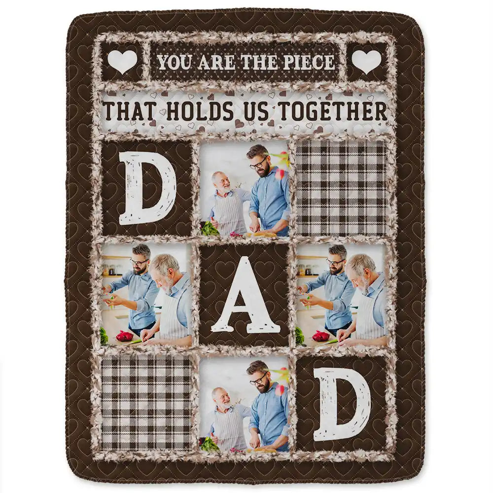 Gift For Father,Dad,Daughters,Sons,Dad,Children,Gift For Men,Custom Photo,Christmas,Love - Custom Photo Dad Papa You Are The Piece That Holds Us Together - Personalized Fleece Blanket, Sherpa Blanket