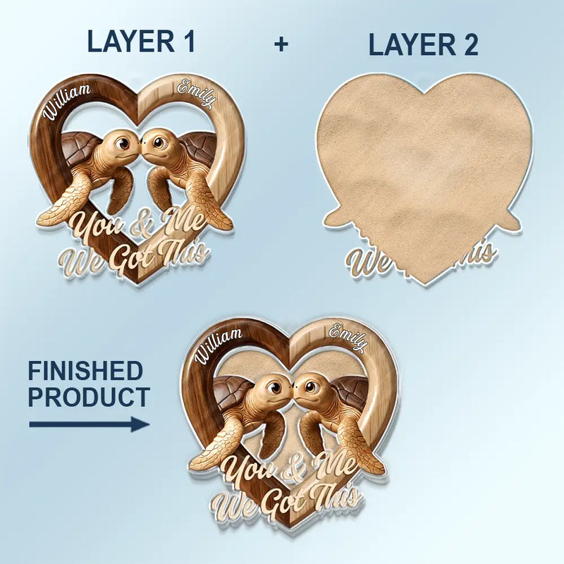 Gift For Couples,LGBT,Gift For Women,Gift For Men,Love - 3D Effect Couple Turtles You & Me We Got This - Personalized Custom Shaped Acrylic Car Visor Clip