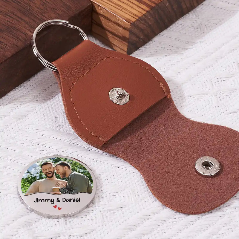 Gift For Couples,LGBT,Gift For Women,Gift For Men,Love,Top Market,Custom Photo - Custom Photo Couple My Person My Love My Forever - Personalized Leather Pocket Hug