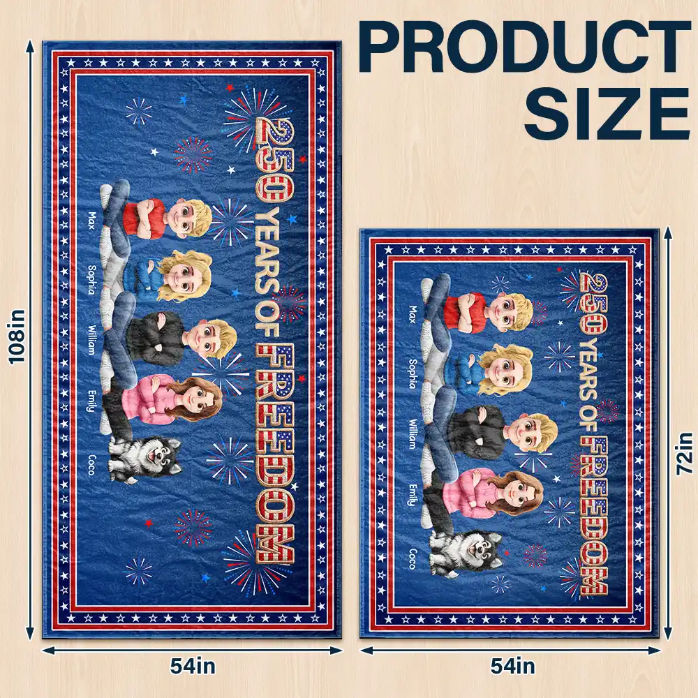 Independence Day,America 250th,Family,Happy,Gift For Yourself - Faux Embroidery Effect Fireworks Stars USA 250 Years Of Freedom - Personalized Tablecloth