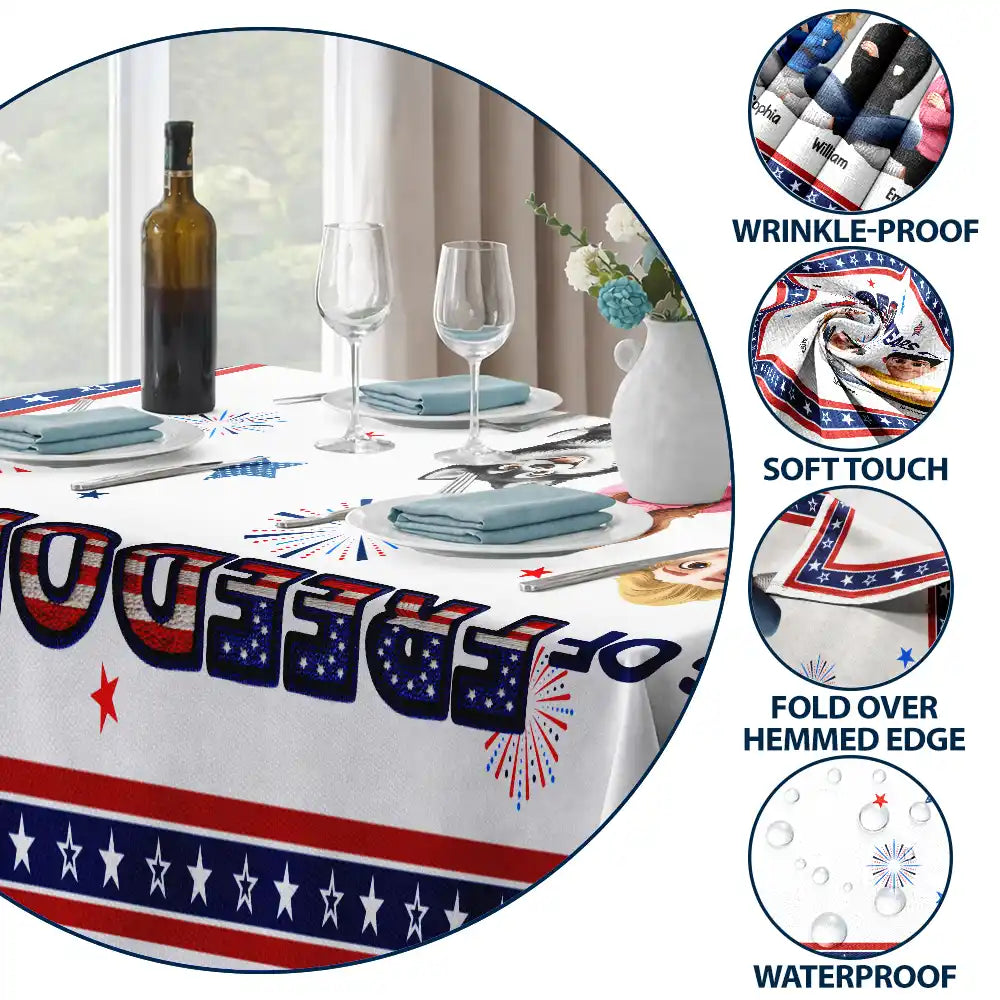 Independence Day,America 250th,Family,Happy,Gift For Yourself - Faux Embroidery Effect Fireworks Stars USA 250 Years Of Freedom - Personalized Tablecloth