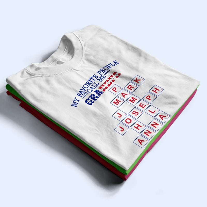 Gift For Father,Gift For Grandpa,Gift For Men,America 250th,Happy,Independence Day - Crossword Stars And Stripes My Favorite People Call Me Papa - Personalized T Shirt