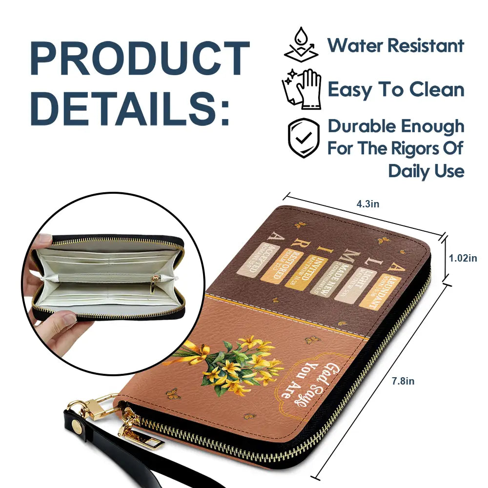 Gift For Wife,Gift For Girlfriend,Gift For Yourself,Gift For Women,Gift For Aunt,Gift For Mother,Gift For Grandma,Gift For Daughter,Gift For Sisters,Gift For Bestie,Happy,Christian,Icon - Created With A Purpose Birth Month Flower - Personalized Leather Long Wallet