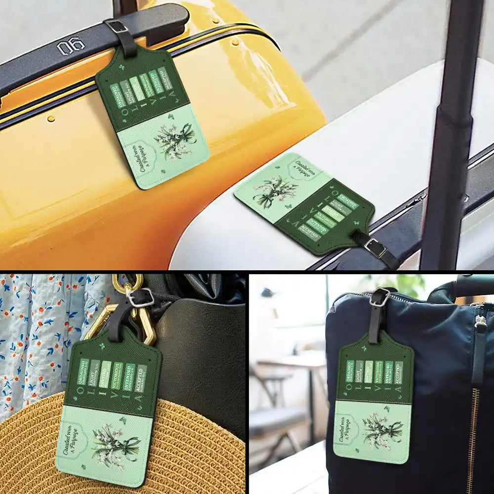 Gift For Wife,Gift For Girlfriend,Gift For Yourself,Gift For Women,Gift For Aunt,Gift For Mother,Gift For Grandma,Gift For Daughter,Gift For Sisters,Gift For Bestie,Happy,Christian,Icon - Created With A Purpose Birth Month Flower - Personalized Luggage Tag