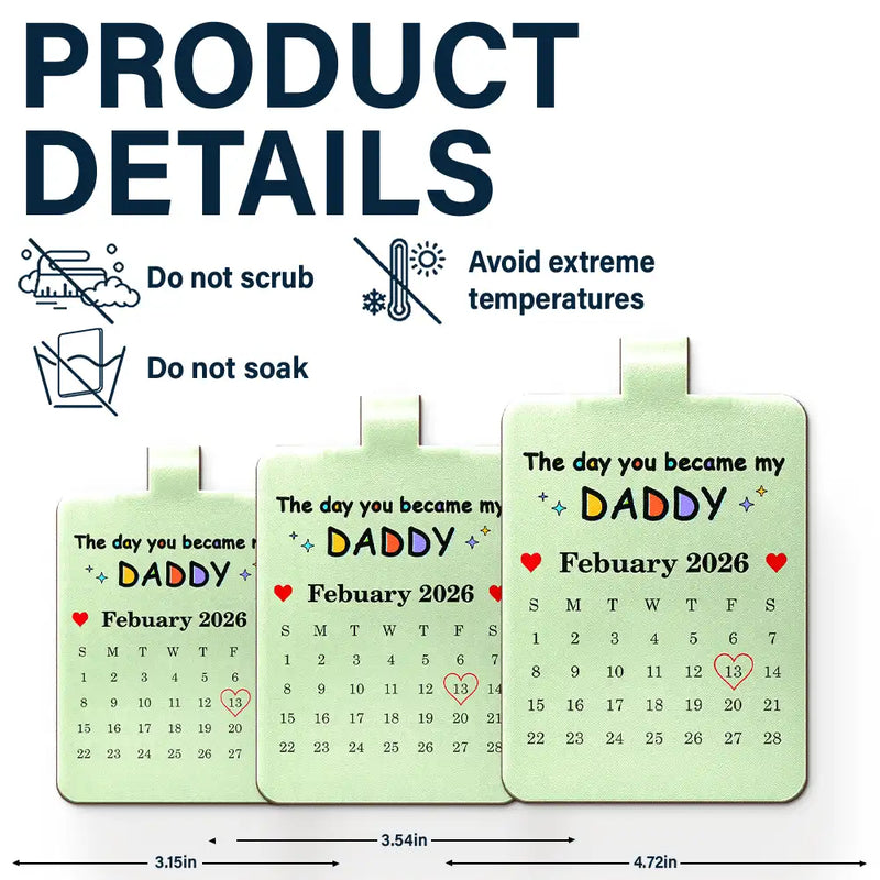 New Dad,New Mom,Gift For Father,Gift For Mother,Happy,Non-Eng,Photo - Pencil Sketch,Calendar,Sentimental - Custom Photo Pencil Sketch Calendar The Day You Became My Daddy Mommy - Personalized Custom Shaped Leather Keychain