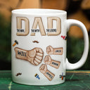 Gift For Father,Top Market,Afro Dad,Non-Eng,Icon,Confident - 3D Inflated Effect Ceramic Hand Punch Dad The Man The Myth The Legend - Personalized White Edge-to-Edge Mug