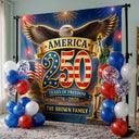 America 250th,Independence Day,Family,Happy,Proud - Vintage United States Of America 250th Anniversary - Personalized Backdrop