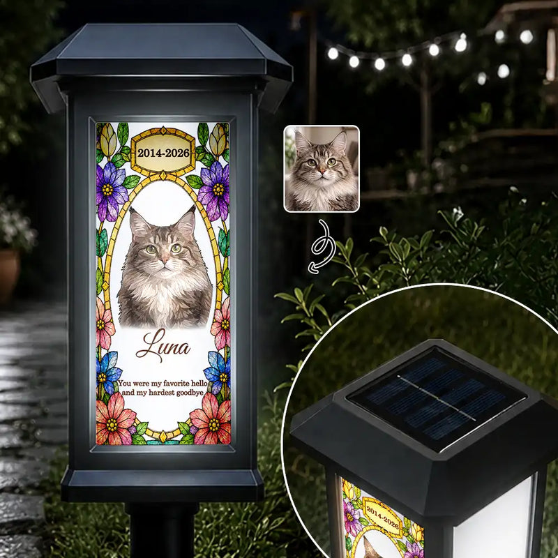 Top Market,Art Design,Christmas,Sympathetic,Pet Lovers,Memorial,Photo - Stained Glass - Custom Photo Stained Glass Memorial Dog Cat Pet Your Light Will Always Shine In My Heart - Personalized Solar Garden Light