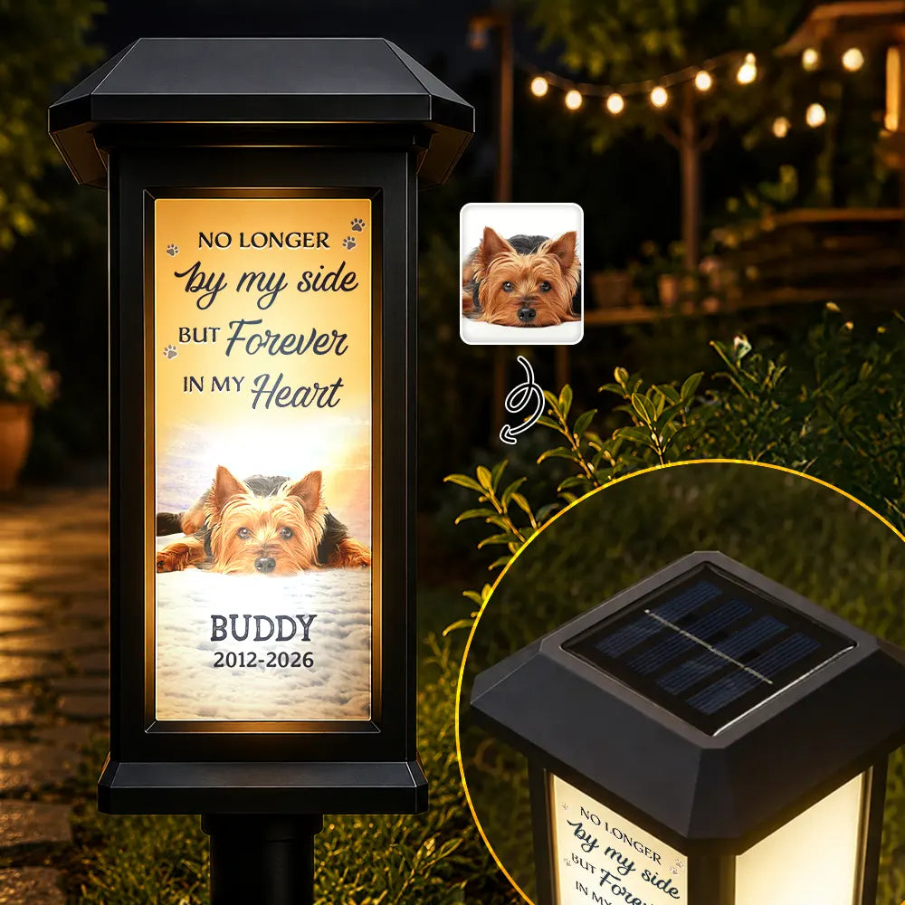 Custom Photo Memorial Pet No Longer By My Side But Forever In My Heart - Personalized Solar Garden Light