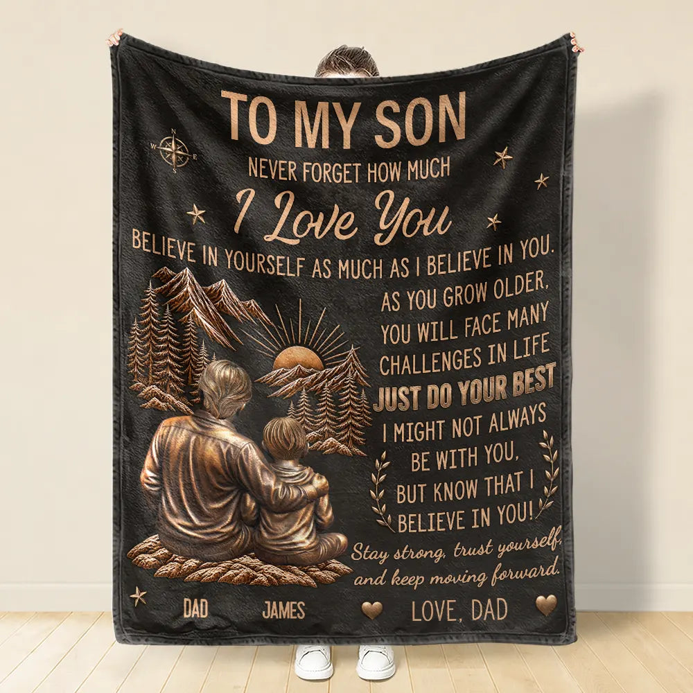 My Son Grandson Keep Moving Forward Just Do Your Best - Personalized Fleece Blanket, Sherpa Blanket