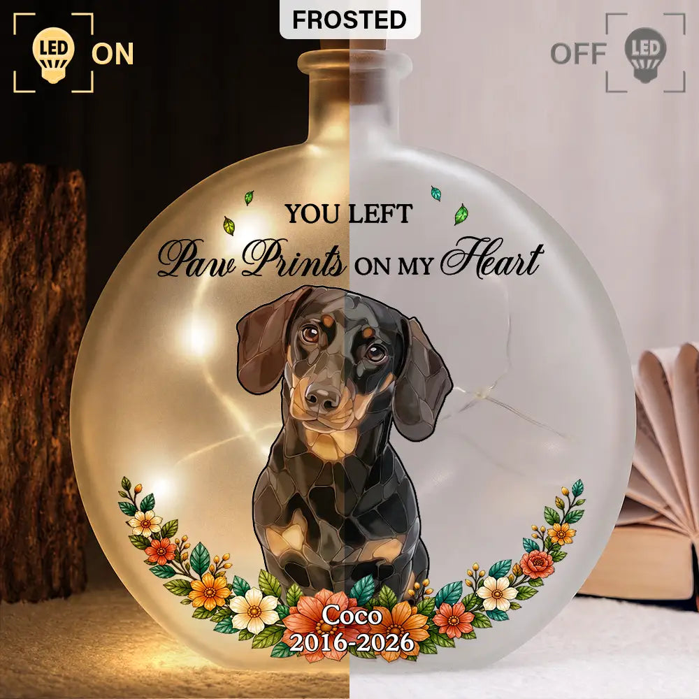 Art Design,Christmas,Pet Memorial,Sympathetic,Pet Lovers,Memorial,Photo - Stained Glass - Custom Photo Stained Glass Memorial Pet Forever In My Heart Always Loved - Personalized Round Flat Bottle Light