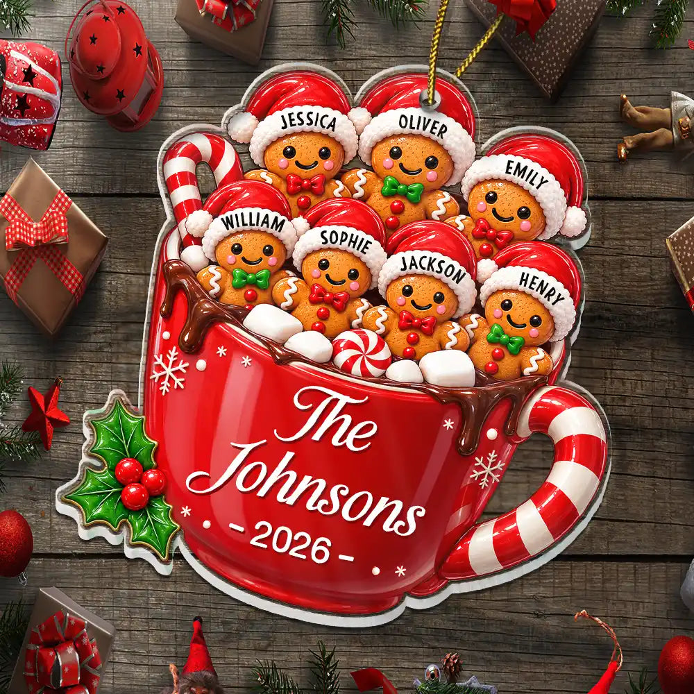 Christmas,Family,Happy,Top Market,Vector - Christmas Gift For Family - Personalized Gingerbread Acrylic Ornament