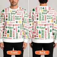 Christmas,Custom Text,Family,Happy - Matching Christmas Gift For Family - Personalized Member Names Unisex Ugly Sweater