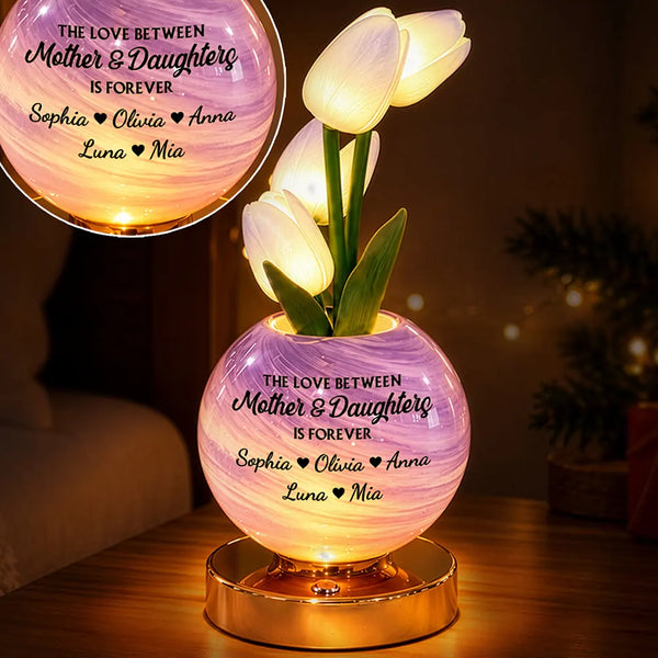 Christmas Home Bedside Cozy Decor Gift For Mom From Daughter, Mother Daughter - Personalized With Name And Message Tulip LED Night Light